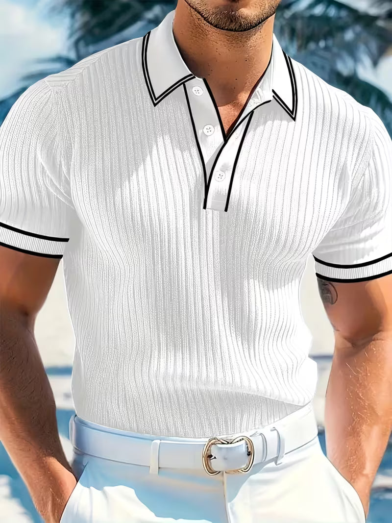 Men's Colour-Blocked Short Sleeve Polo Shirt