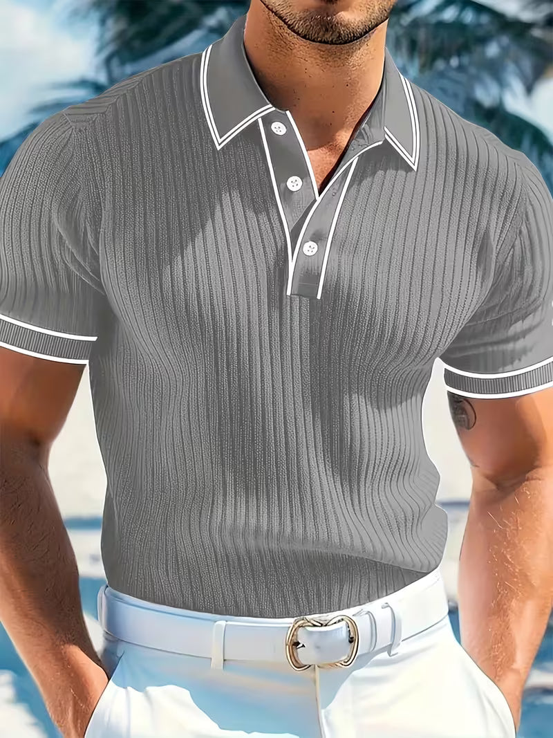 Men's Colour-Blocked Short Sleeve Polo Shirt