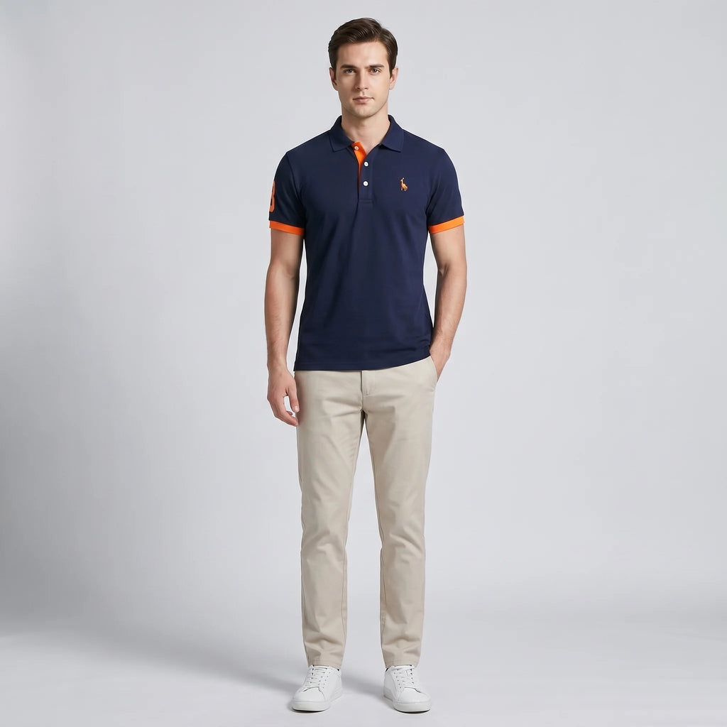 Men's Contrast Trim Short Sleeve Polo Shirt