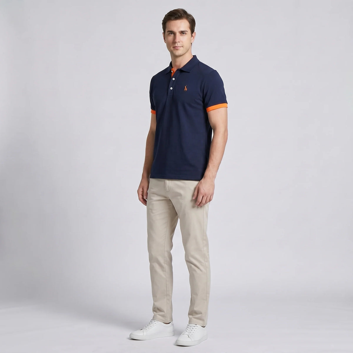 Men's Contrast Trim Short Sleeve Polo Shirt
