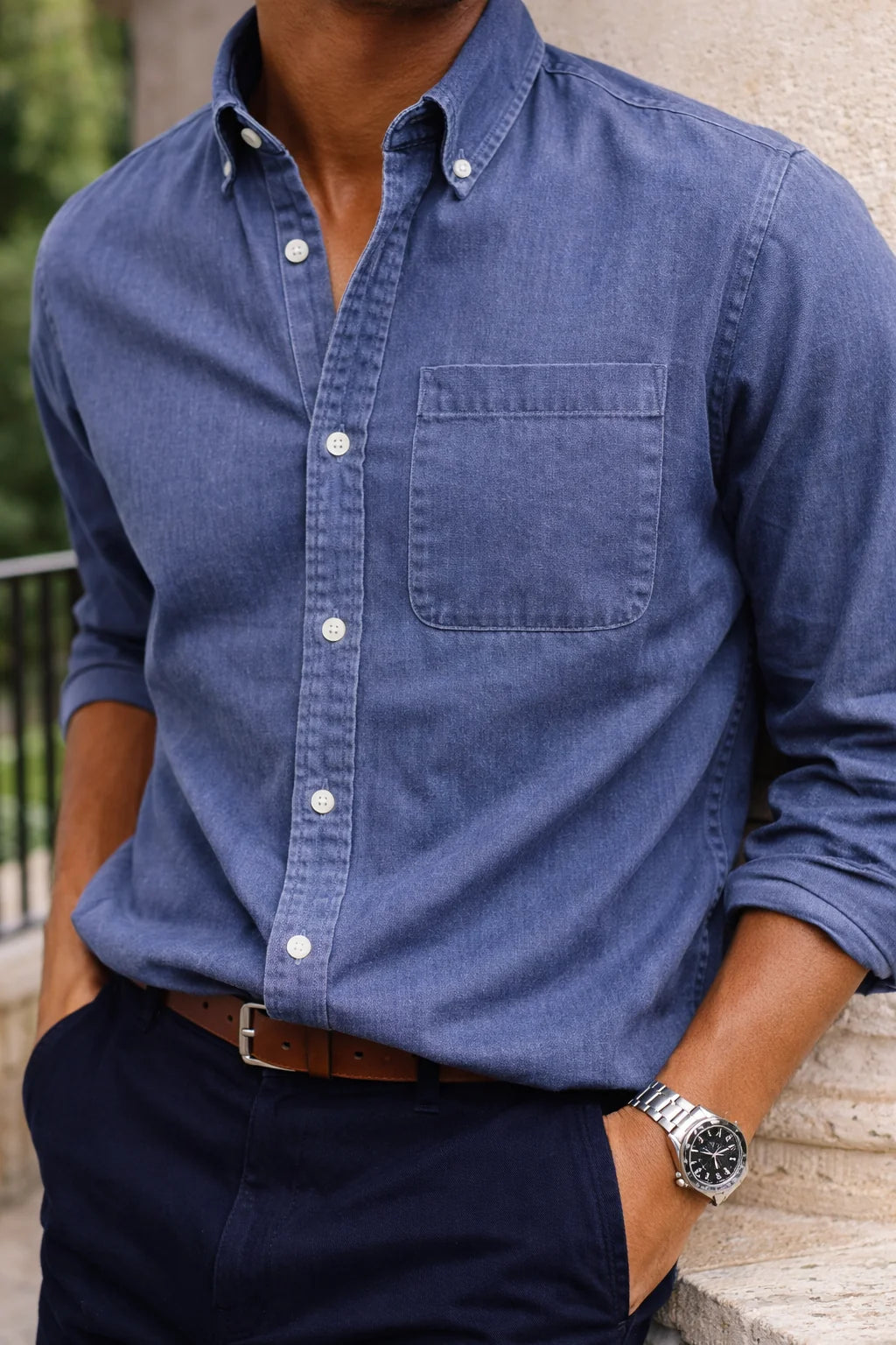 Men's Cotton Button-Down Casual Shirt
