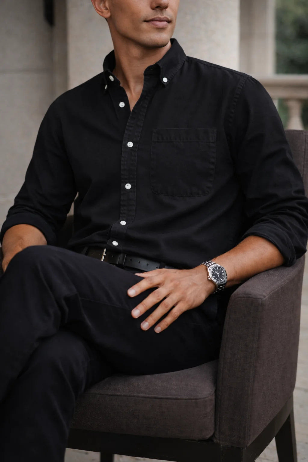 Men's Cotton Button-Down Casual Shirt