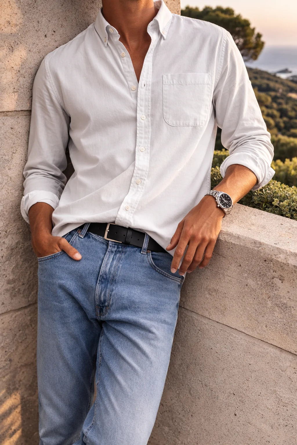 Men's Cotton Button-Down Casual Shirt