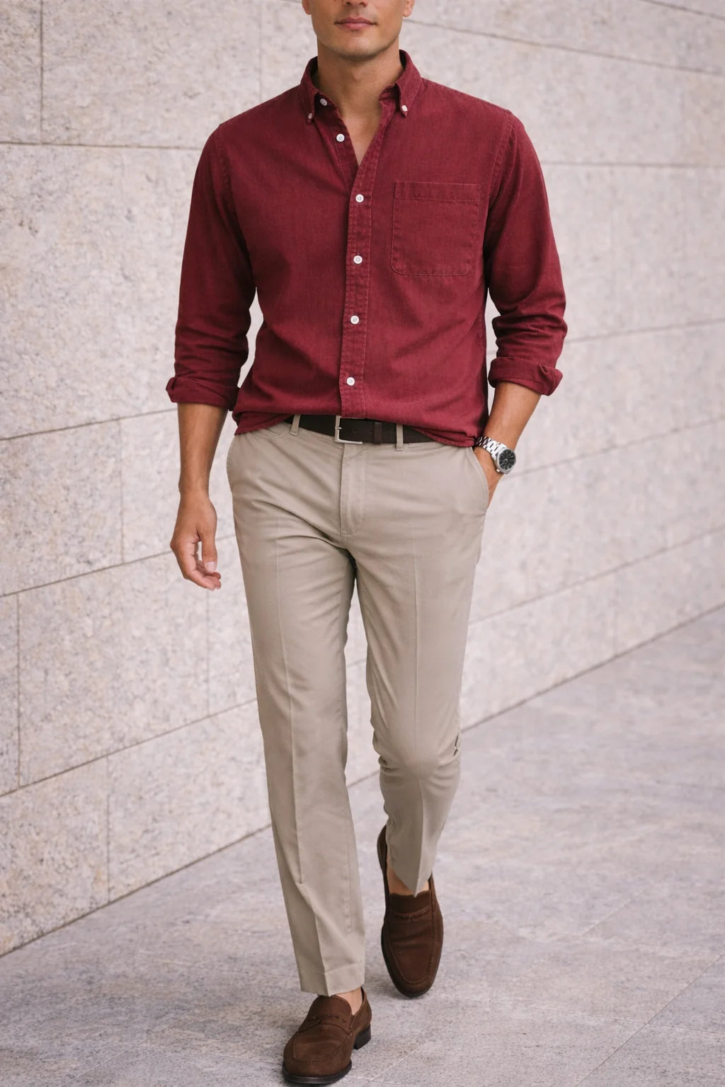 Men's Cotton Button-Down Casual Shirt