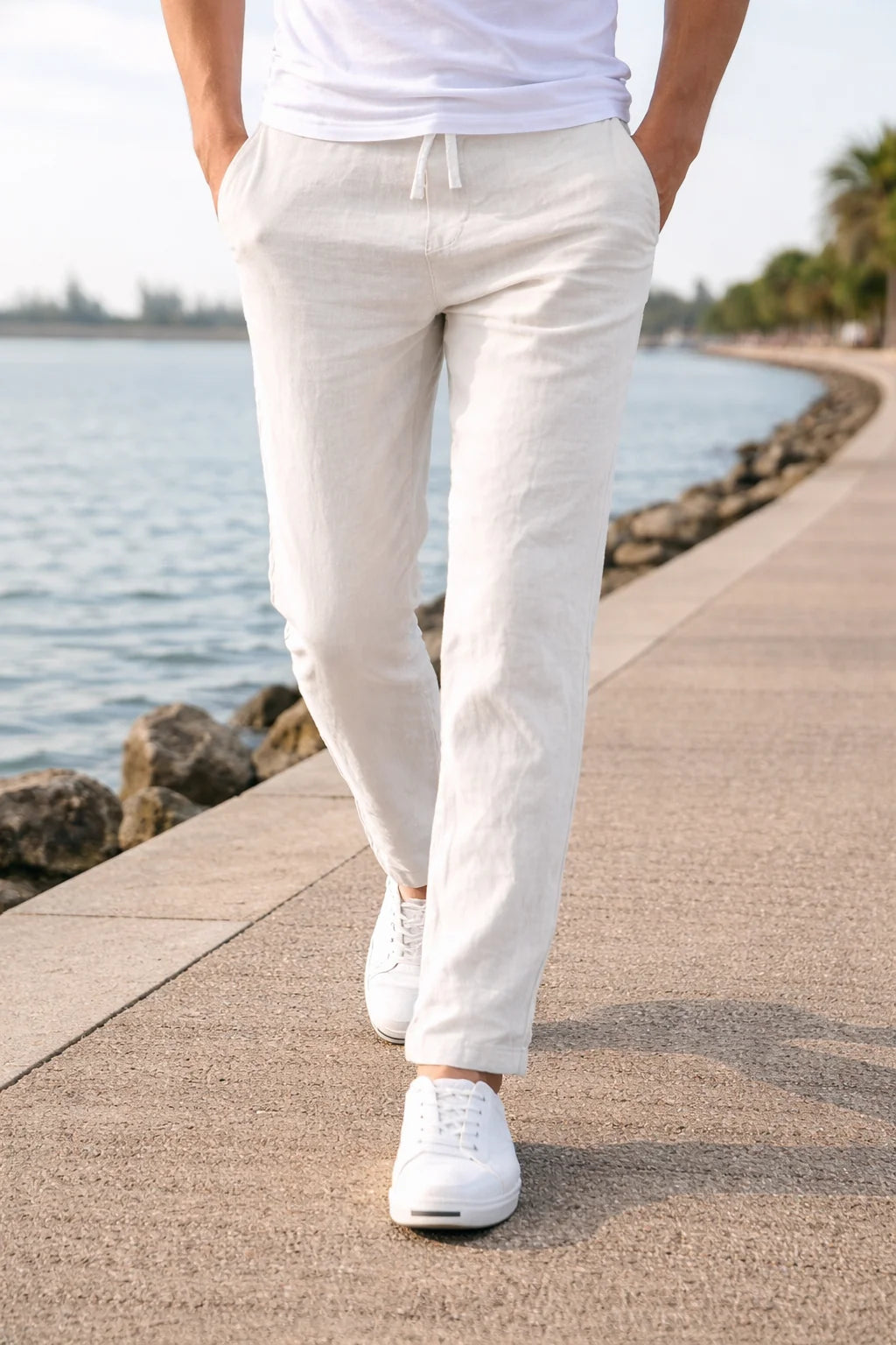 Men's Cotton Drawstring Casual Trousers