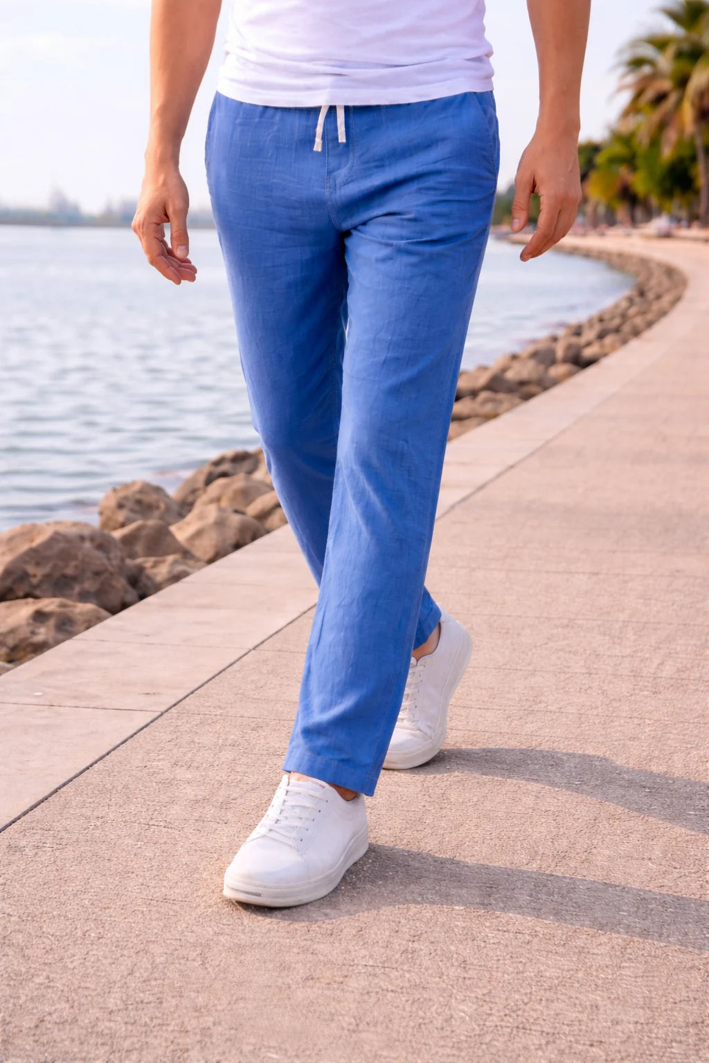Men's Cotton Drawstring Casual Trousers