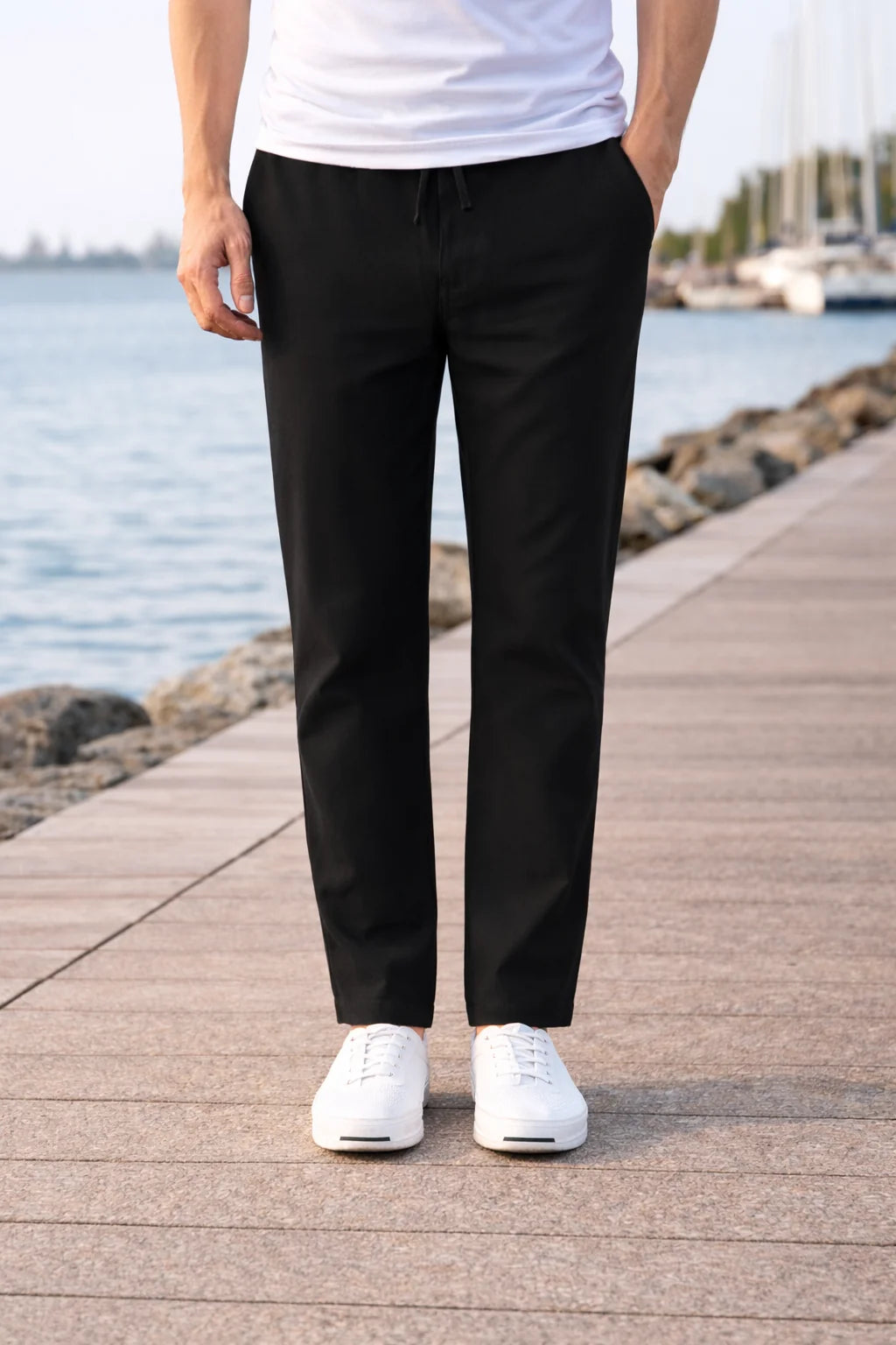 Men's Cotton Drawstring Casual Trousers