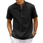 Men's Cotton Linen Henley Shirt