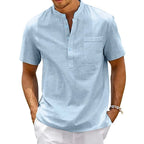 Men's Cotton Linen Henley Shirt