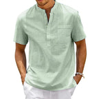 Men's Cotton Linen Henley Shirt