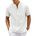 Men's Cotton Linen Henley Shirt