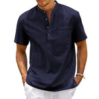 Men's Cotton Linen Henley Shirt