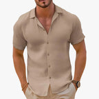 Men's Linen-Blend Short-Sleeve Shirt