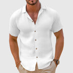 Men's Linen-Blend Short-Sleeve Shirt