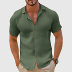 Men's Linen-Blend Short-Sleeve Shirt