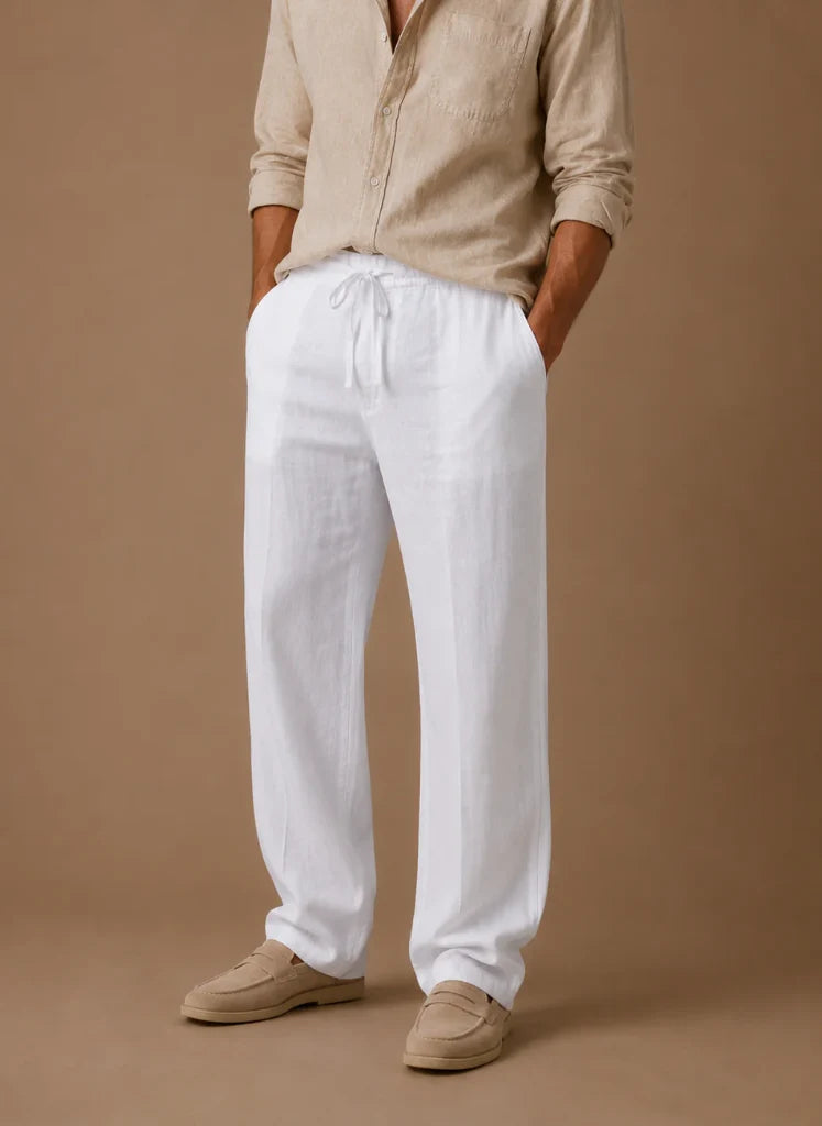 Men's Linen Blend Smart Casual Trousers