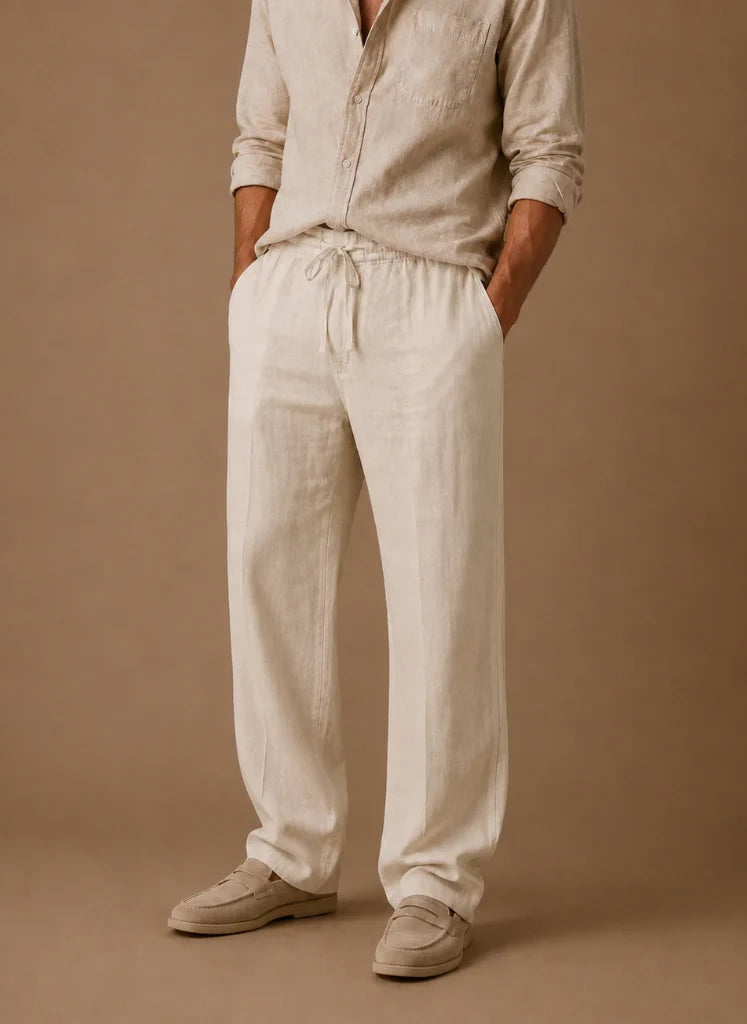 Men's Linen Blend Smart Casual Trousers