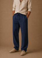 Men's Linen Blend Smart Casual Trousers