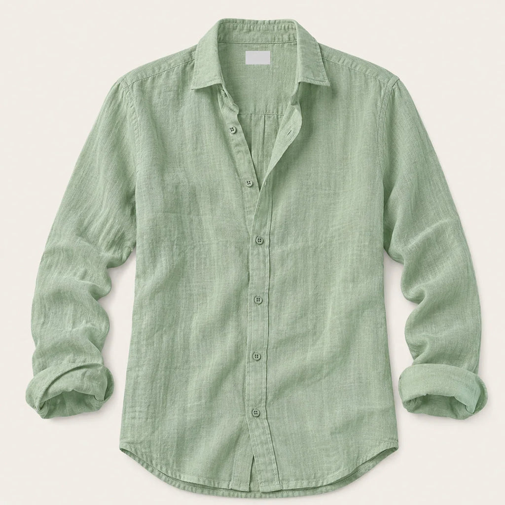 Men's Linen Casual Relaxed Button-Down Shirt