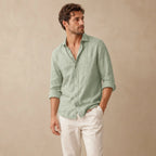 Men's Linen Casual Relaxed Button-Down Shirt