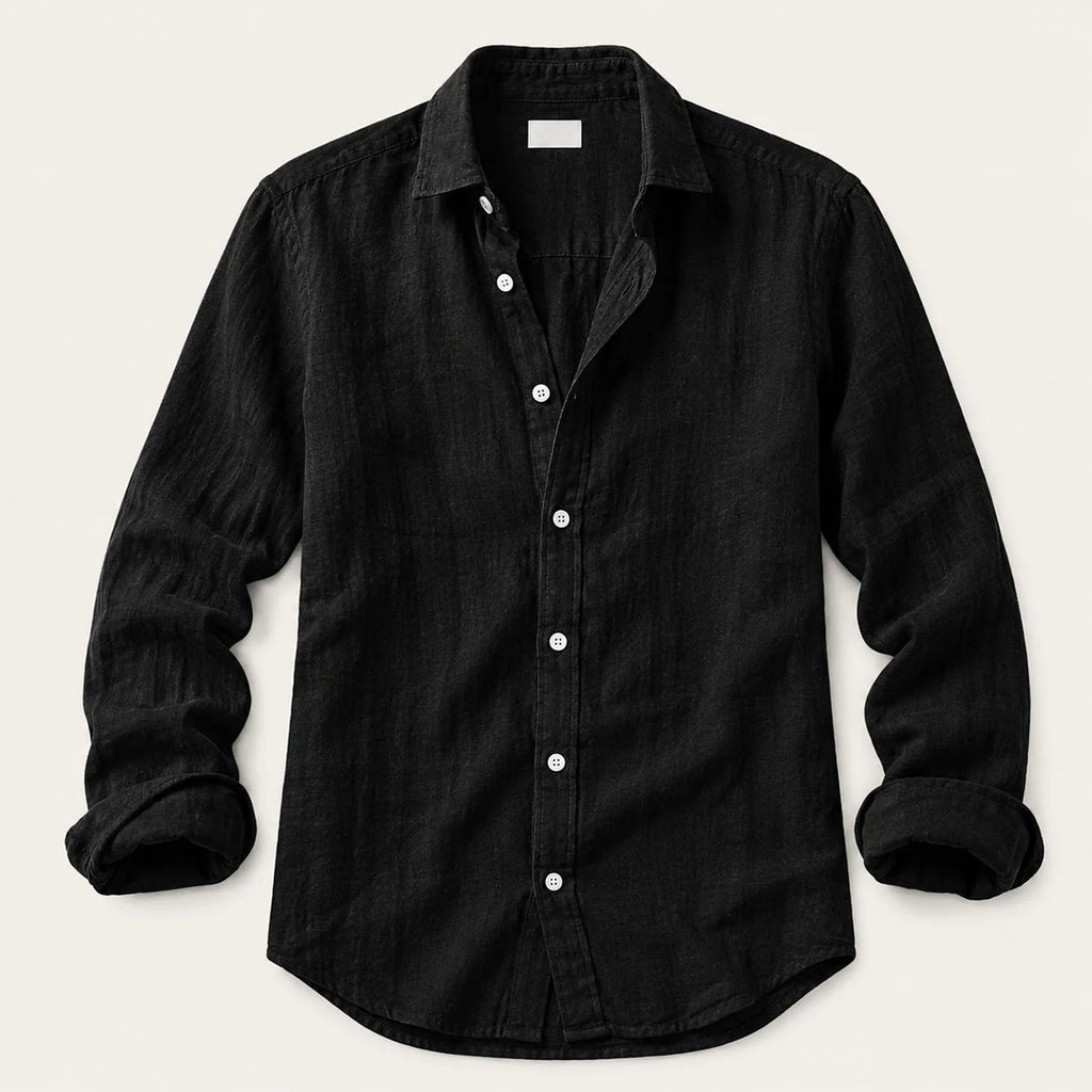 Men's Linen Casual Relaxed Button-Down Shirt
