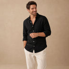 Men's Linen Casual Relaxed Button-Down Shirt