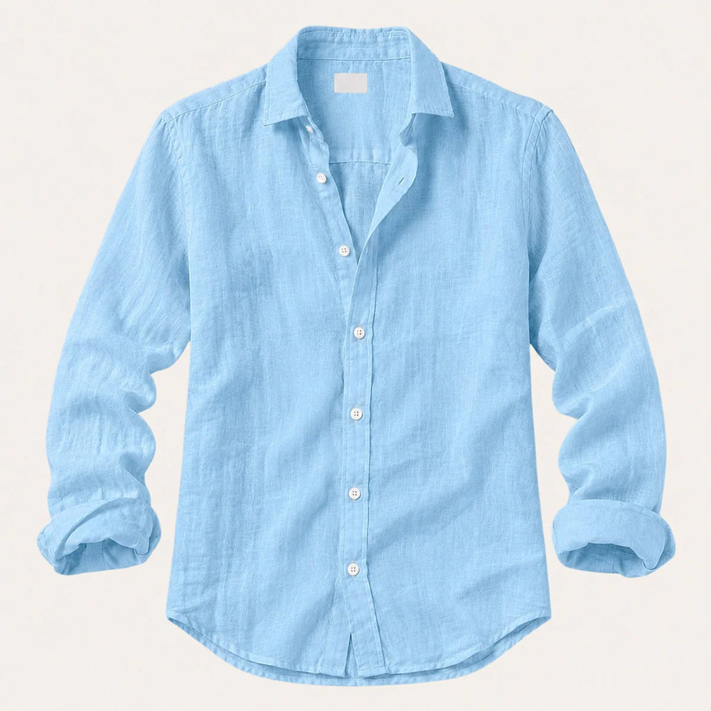 Men's Linen Casual Relaxed Button-Down Shirt