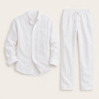 Men's Linen Casual Relaxed Shirt and Trousers Set