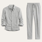 Men's Linen Casual Relaxed Shirt and Trousers Set