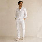 Men's Linen Casual Relaxed Shirt and Trousers Set