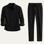 Men's Linen Casual Relaxed Shirt and Trousers Set