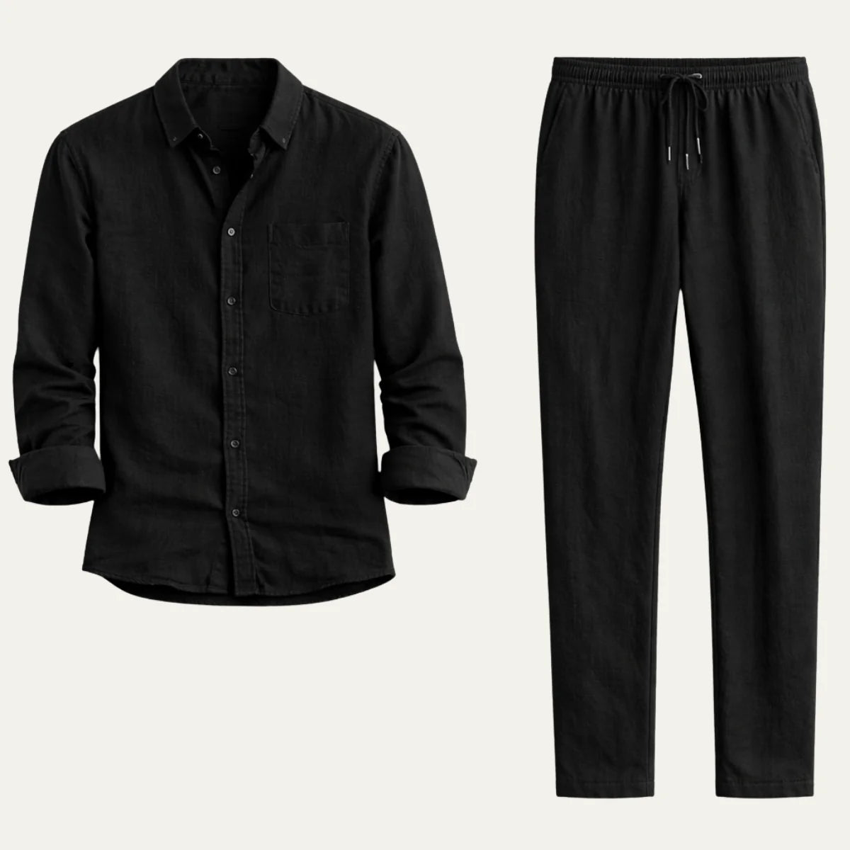 Men's Linen Casual Relaxed Shirt and Trousers Set