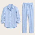 Men's Linen Casual Relaxed Shirt and Trousers Set