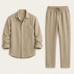 Men's Linen Casual Relaxed Shirt and Trousers Set