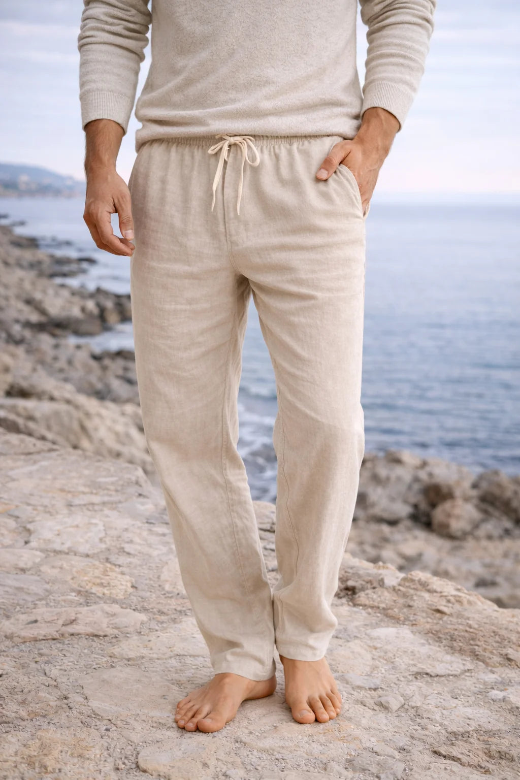Men's Linen Drawstring Casual Trousers