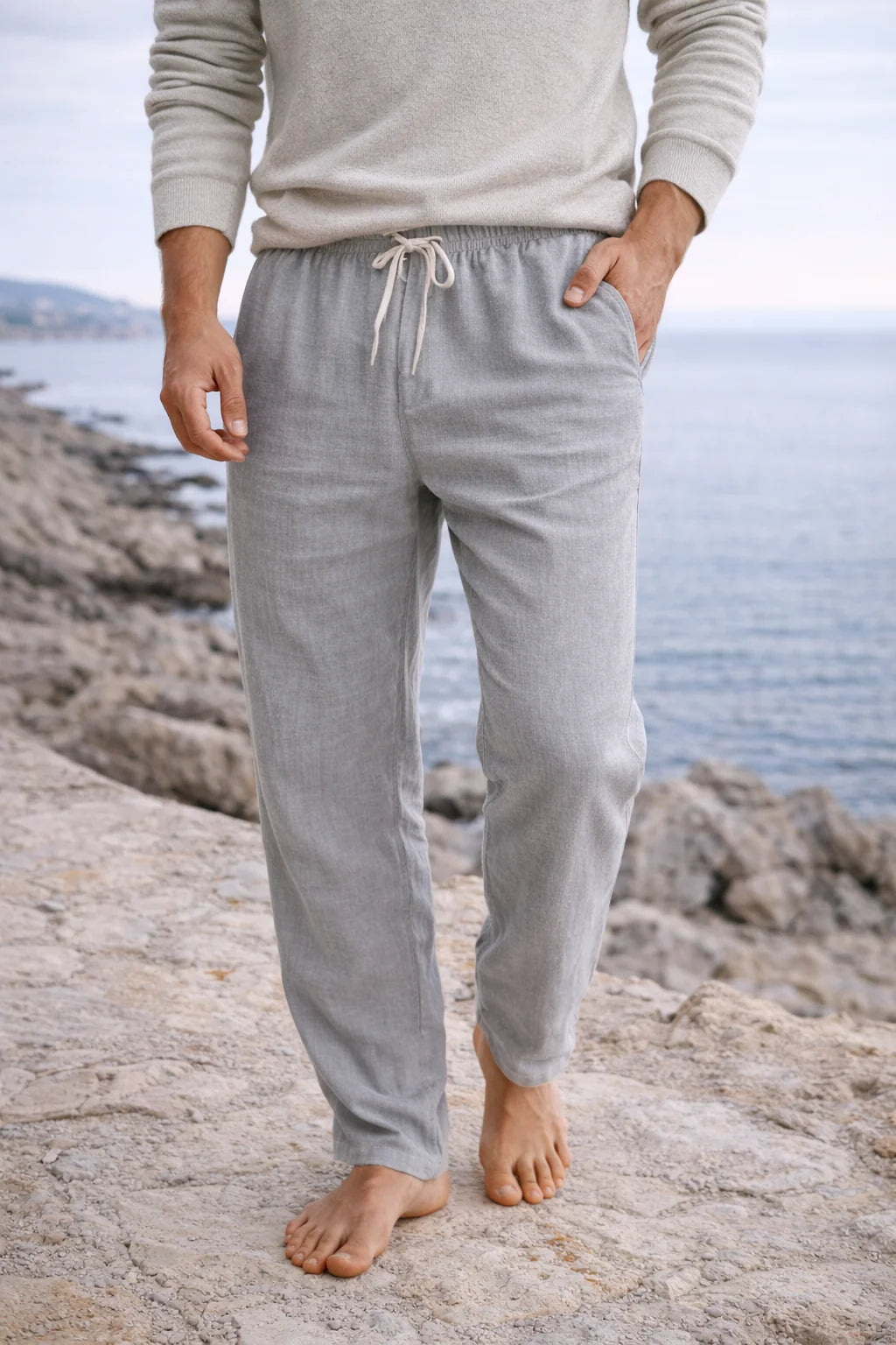 Men's Linen Drawstring Casual Trousers