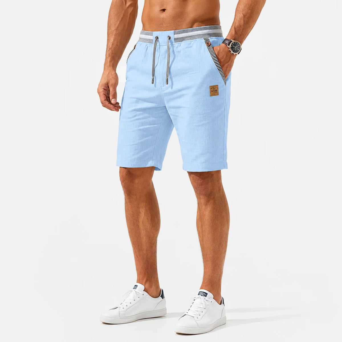Men's Linen-Look Drawstring Beach Shorts