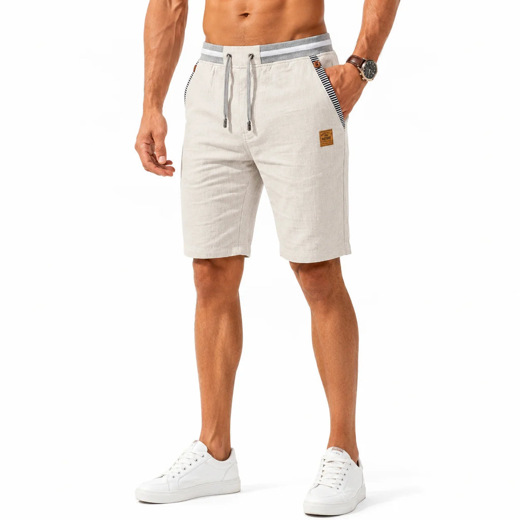Men's Linen-Look Drawstring Beach Shorts