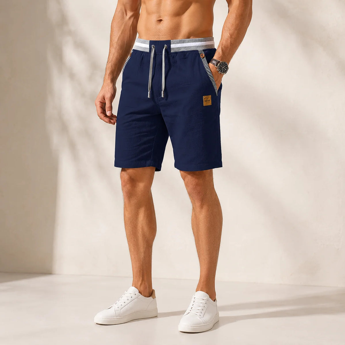Men's Linen-Look Drawstring Beach Shorts