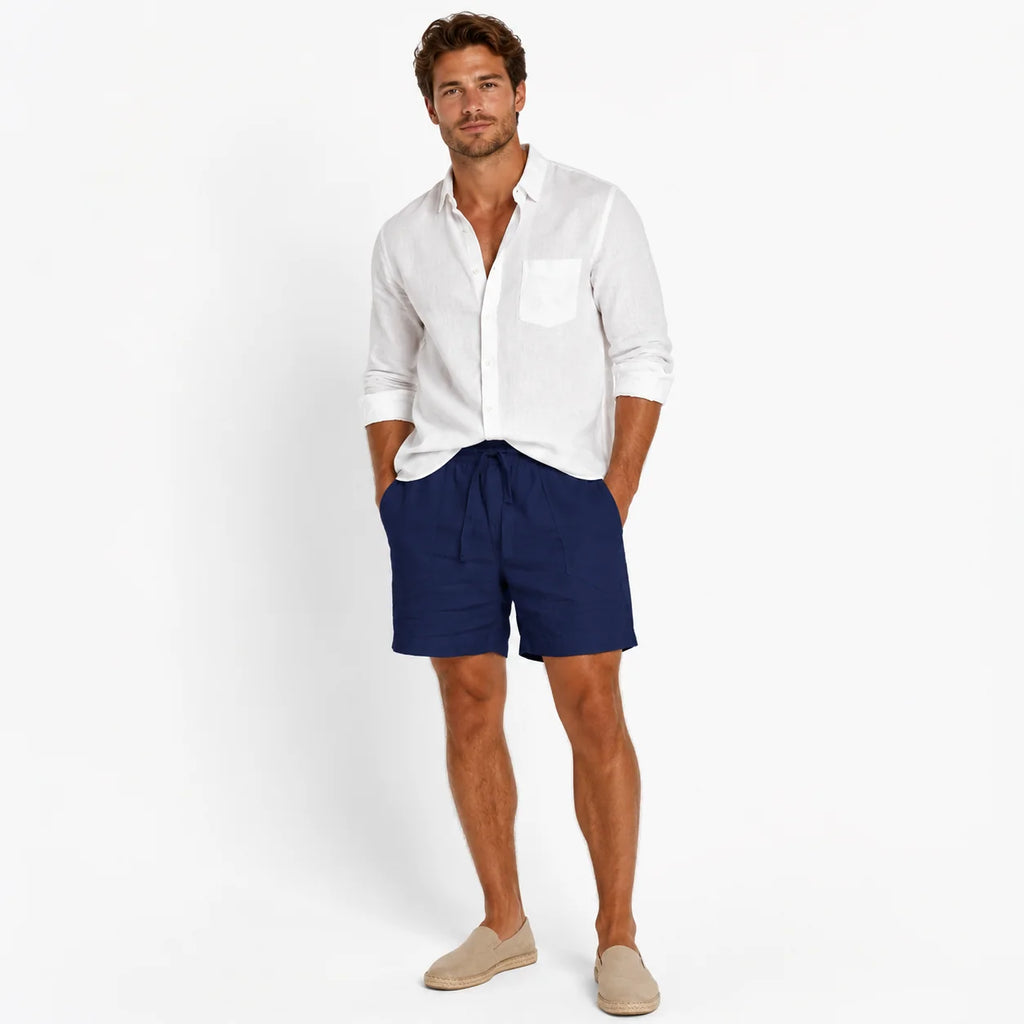 Men's Linen-Look Drawstring Casual Shorts 2-Pack