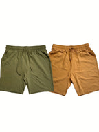 Men's Linen-Look Drawstring Casual Shorts 2-Pack