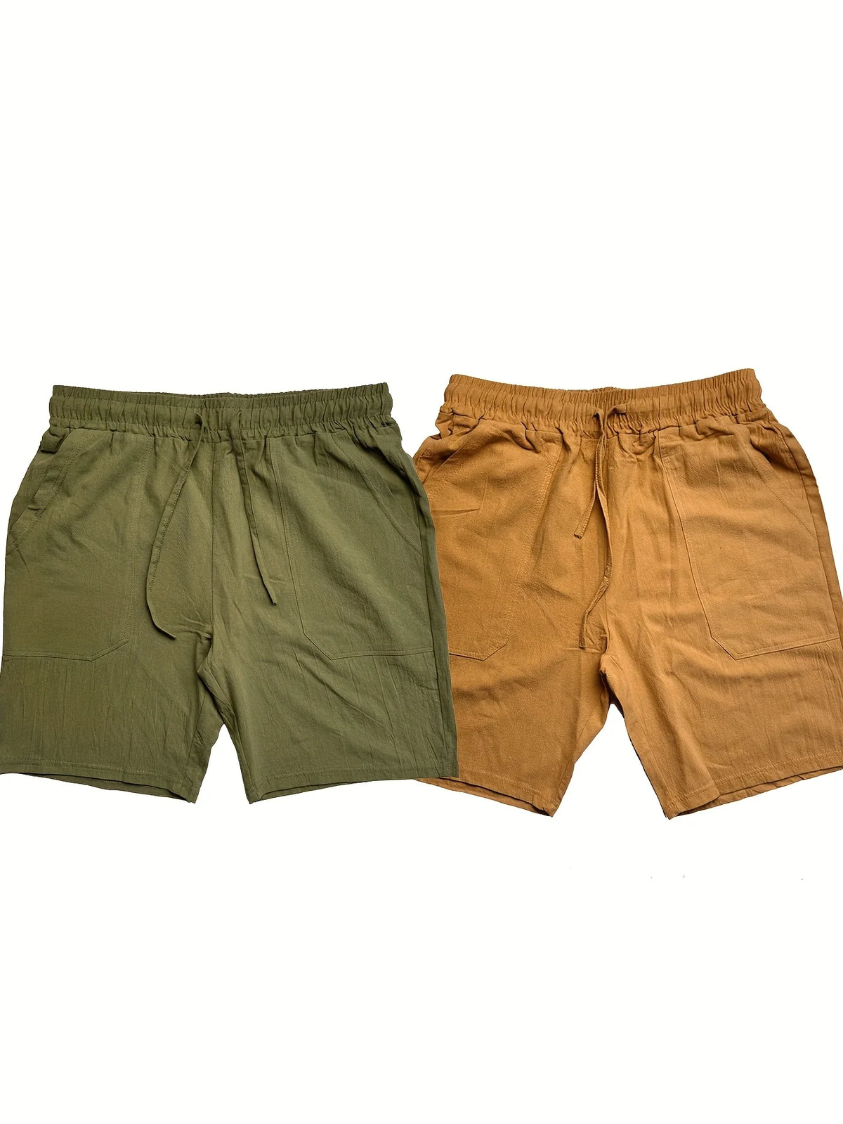 Men's Linen-Look Drawstring Casual Shorts 2-Pack