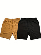 Men's Linen-Look Drawstring Casual Shorts 2-Pack