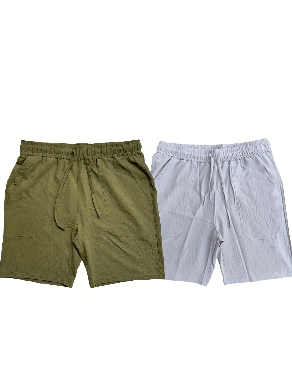 Men's Linen-Look Drawstring Casual Shorts 2-Pack