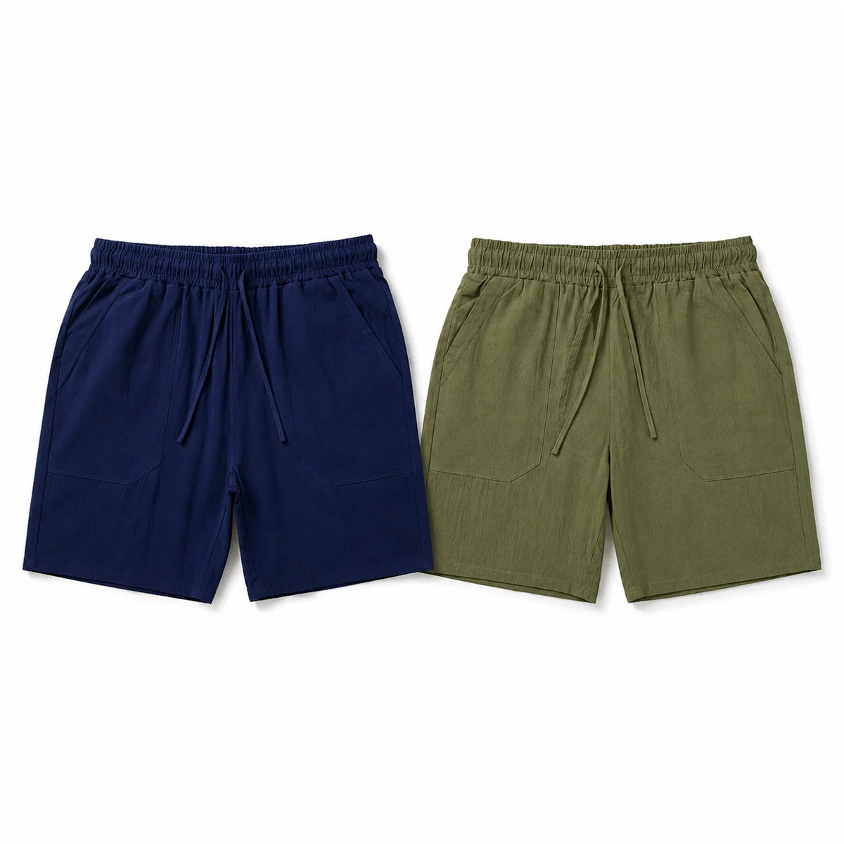 Men's Linen-Look Drawstring Casual Shorts 2-Pack