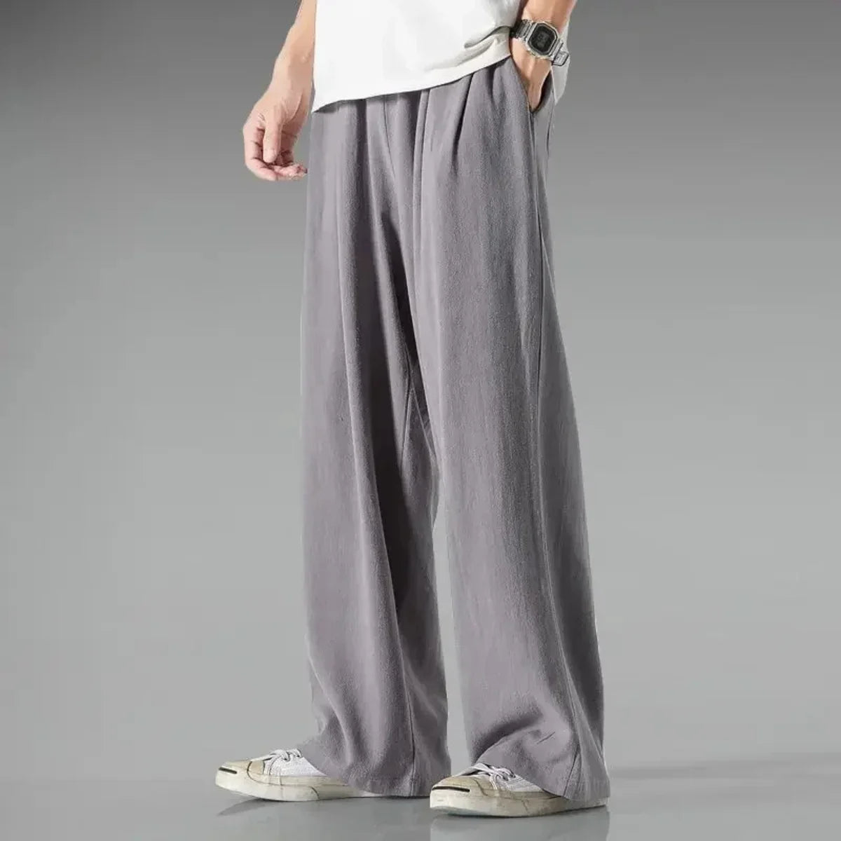 Men's Loose Fit Cotton Linen Trousers