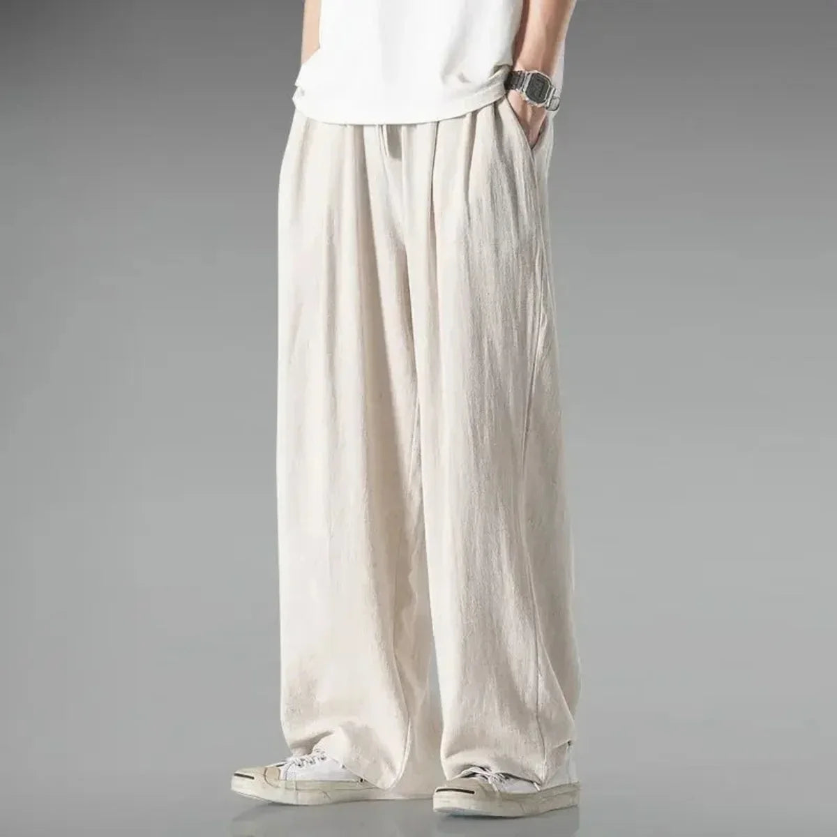 Men's Loose Fit Cotton Linen Trousers