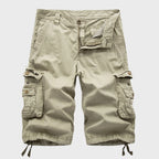 Men's Multi-Pocket Drawstring Cotton Blend Cargo Shorts