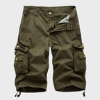 Men's Multi-Pocket Drawstring Cotton Blend Cargo Shorts