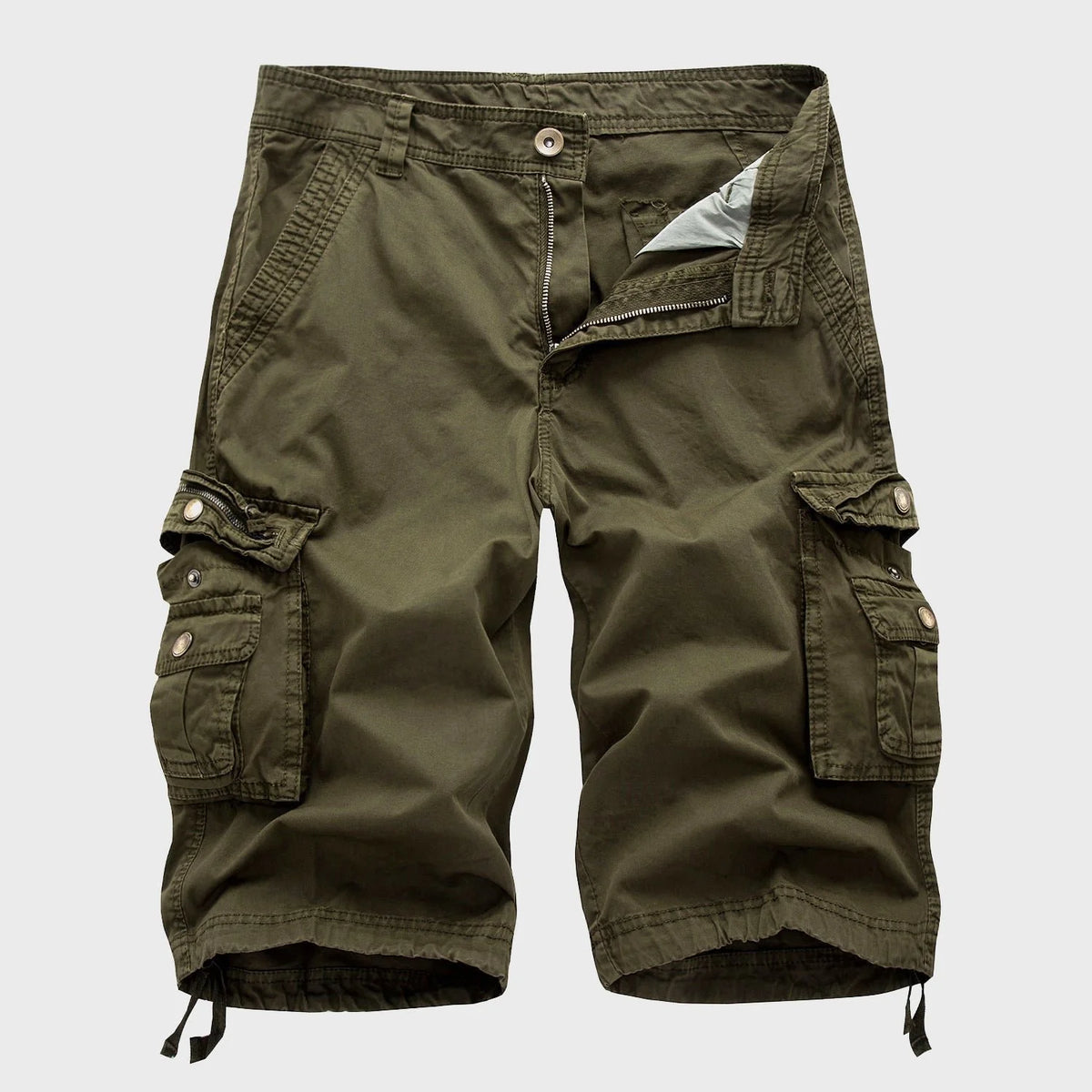 Men's Multi-Pocket Drawstring Cotton Blend Cargo Shorts